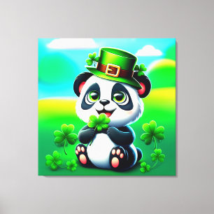 Cute Panda with St. Patrick's Day Theme Canvas Print