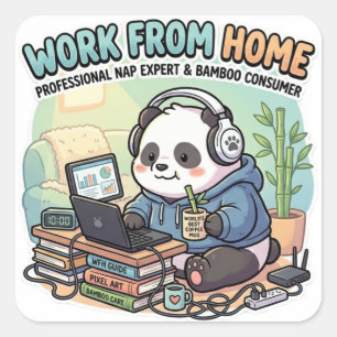 Cute Panda Work From Home Sticker 