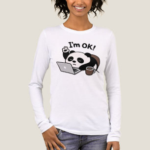 Cute Panda Working on Laptop with Coffee – I'm OK  Tri-Blend Shirt