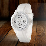 Cute Pandas Black and White Personalised Watch<br><div class="desc">Cute black and white pandas on light grey watch design.  This design is perfect for boys,  girls or women.  You can personalise the name easily with your own,  or just delete if not using it.</div>