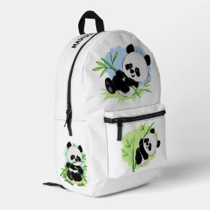 Cute Pandas custom name Printed Backpack