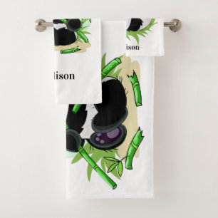 Cute Pandas custom name towel set