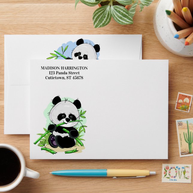 Cute Pandas custom text Envelope (Desk)