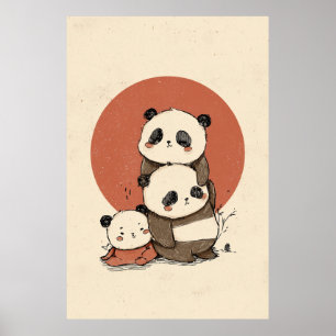 Cute Pandas Design Poster