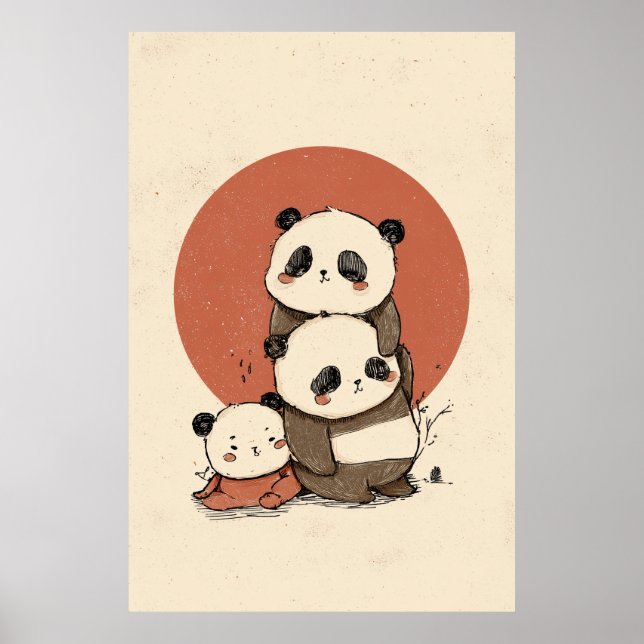 Cute Pandas Design Poster (Front)