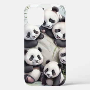 Cute Pandas Group Photo iPhone 12 Case