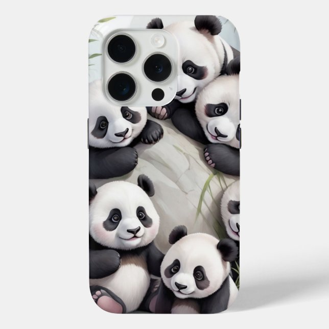 Cute Pandas Group Photo Case-Mate iPhone Case (Back)