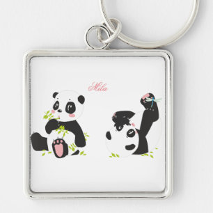 Cute pandas key ring