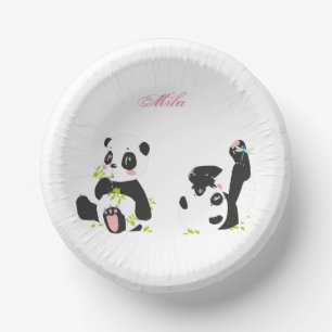 Cute pandas paper plate
