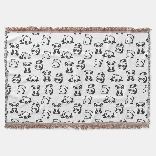 Cute Pandas Pattern Throw Blanket (Front)