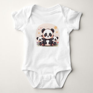 Cute Pandas T-shirt with family Baby Bodysuit