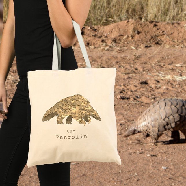 Cute Pangolin Animal Art Tote Bag (Cute pangolin animal art tote bag endangered species rare anteater)