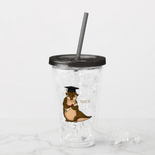 Cute pangolin graduating cartoon acrylic tumbler