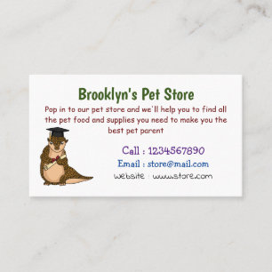 Cute pangolin graduating cartoon business card