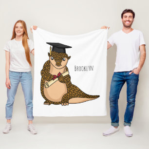 Cute pangolin graduating cartoon fleece blanket