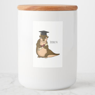 Cute pangolin graduating cartoon food label