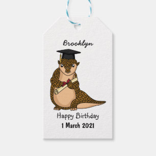 Cute pangolin graduating cartoon gift tags
