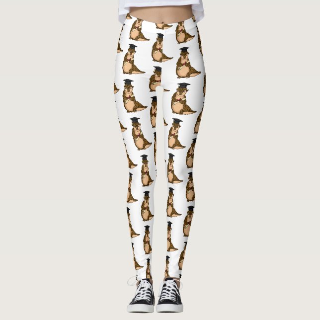 Cute pangolin graduating cartoon leggings (Front)