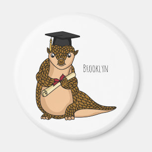 Cute pangolin graduating cartoon magnet