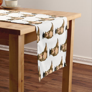 Cute pangolin graduating cartoon short table runner