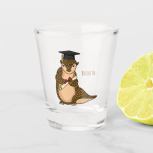 Cute pangolin graduating cartoon shot glass