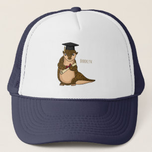 Cute pangolin graduating cartoon  trucker hat