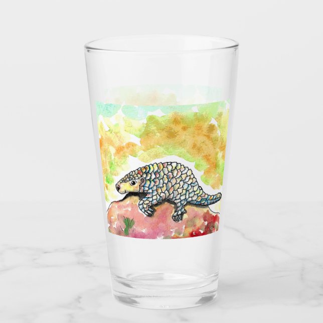 Cute Pangolin Painting  Glass (Front)