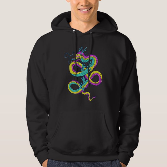 Cute Pansexual Dragon Pan Pride Flag Colors LGBTQ Hoodie (Front)