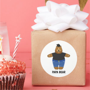 Cute Papa Bear Fathers Day Gift Speciality Mug Classic Round Sticker
