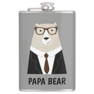 Cute Papa Bear Fathers Day Gift Speciality Mug Hip Flask