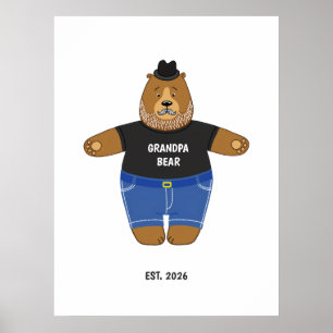 Cute Papa Bear Fathers Day Gift Speciality Mug Poster