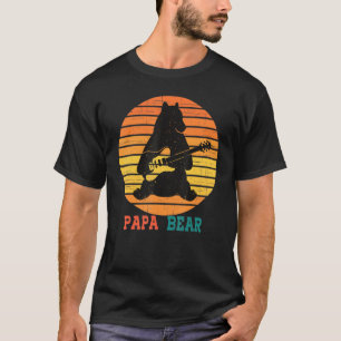 Cute Papa Bear Vintage Father's Day Retro Dad Guit T-Shirt
