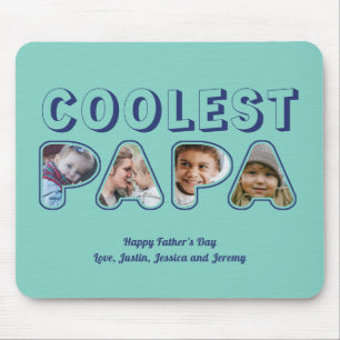 Cute Papa Cutout Custom Family Photo Father's Day Mouse Pad