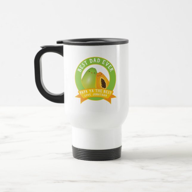 Cute Papa Ya The Best Funny Fruit Pun For Dad Travel Mug (Left)