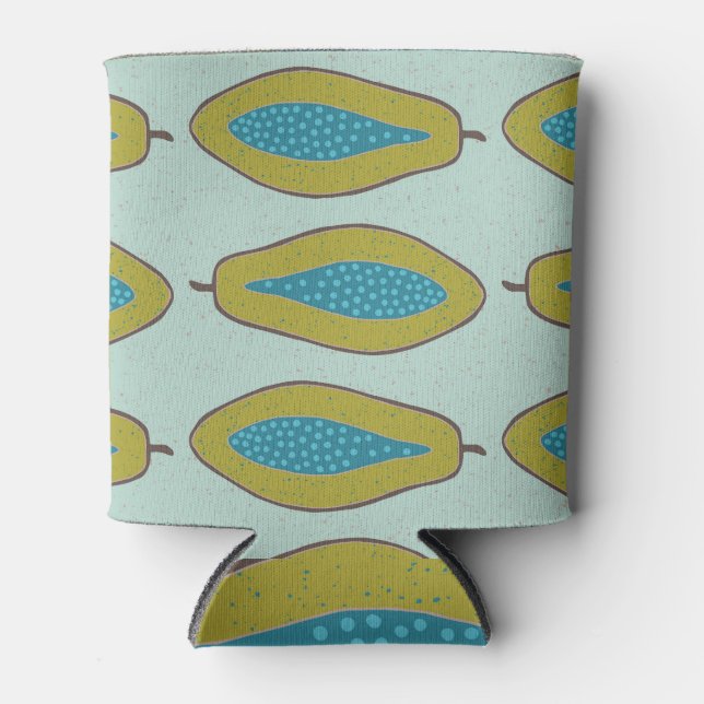 Cute Papaya Repeat Seamless Pattern Can Cooler (Front)