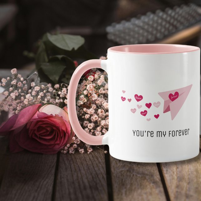 Cute Paper Aeroplane, forever heart,Valentine's Da Mug (Creator Uploaded)