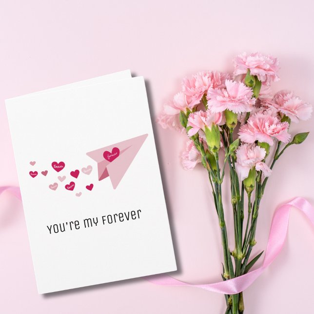 Cute Paper Aeroplane Hearts You’re My Forever Phot Card (Creator Uploaded)