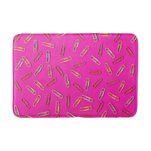 CUTE Paper Clip Pattern on Pink Bath Mat