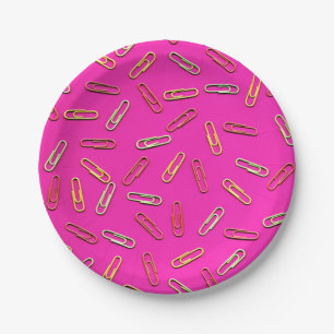 CUTE Paper Clips on Pink Plate
