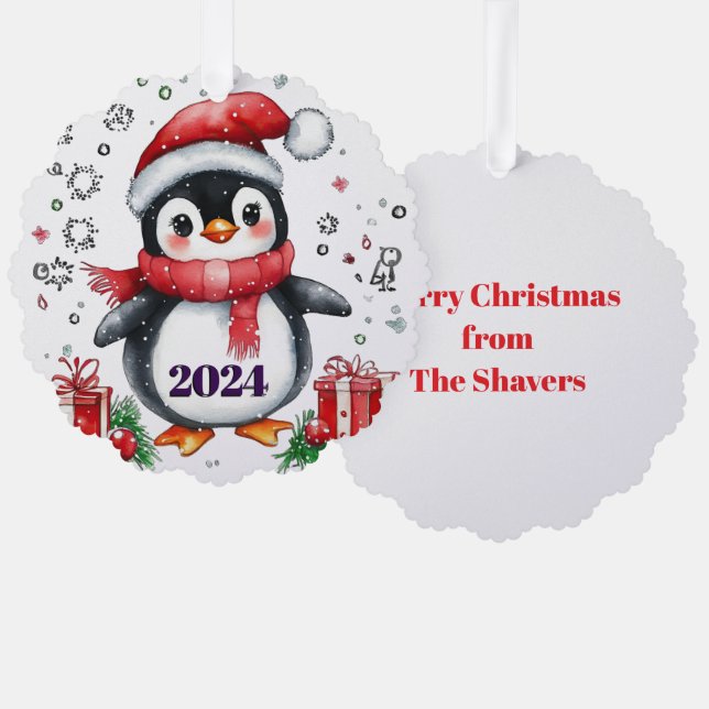 Cute Paper Penguin Order Personalised Card (Front/Back)