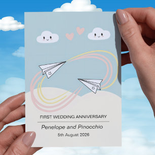 Cute Paper Plane 1st Anniversary Card Love flight
