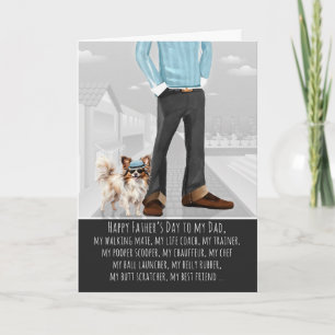 Cute Papillon and Dad Funny Father's Day Holiday Card