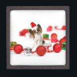 Cute Papillon Dog Christmas Santa Hat Keepsake Box<br><div class="desc">Cute Papillon Dog Christmas Santa Hat</div>