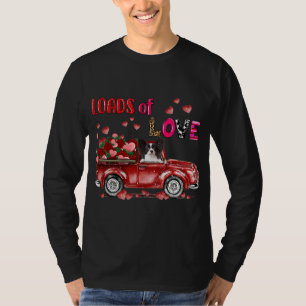 Cute Papillon Dog Driving Red Truck Happy Valentin T-Shirt