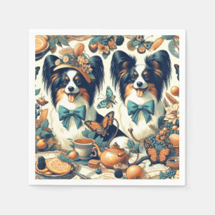 Cute Papillon Dog Illustration Napkin