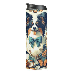 Cute Papillon Dog Illustration Thermal Tumbler