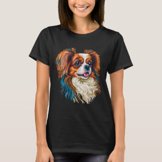 Cute Papillon Dog on Continental Toy Spaniel Lover T-Shirt