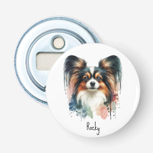 Cute Papillon Dog Watercolor Art Bottle Opener