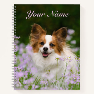Cute Papillon Spaniel Head Photo Dog Lovers - Name Notebook