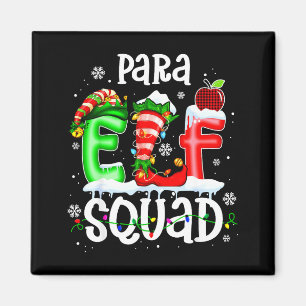 Cute Para Elf Squad Funny Christmas Elf Kids Teach Magnet